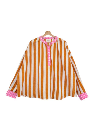Orange Striped Blouse Women's Apparel - Picayune Cellars & Mercantile