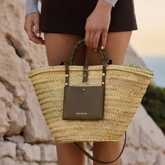 Panier Woven Basket Purse with Leather