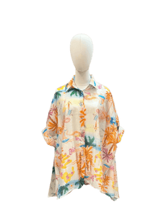 Paradise Blouse with Palm Print