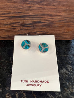 Silver and Turquoise Peace Sign Earrings