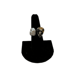 Peanut Wood Jasper & Pearl Double Stone Adjustable Ring