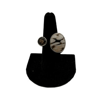 Peanut Wood Jasper & Topaz Double Stone Adjustable Ring Rings - Picayune Cellars & Mercantile