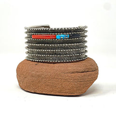 Philander Begay Coral & Red Mountain Turquoise Cuff