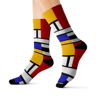 Piet Mondrian's "Composition with Red Blue & Yellow" Art Sox Socks - Picayune Cellars & Mercantile