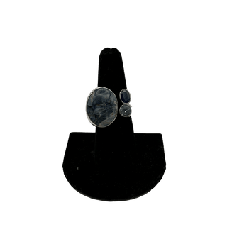 Pietersite & Blue Topaz Double Stone Adjustable Ring Rings - Picayune Cellars & Mercantile