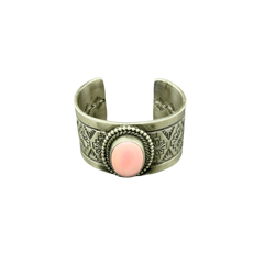 Pink Conch Hand Stamped Bracelet