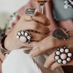 Pink Concho Flower Cluster Ring