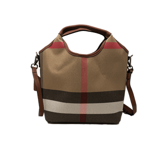 Plaid & Leather Bucket Handbag - B60004 Purses - Picayune Cellars & Mercantile
