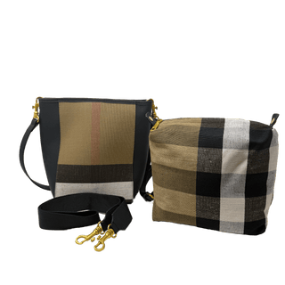 Plaid & Leather Crossbody Bag - S778 Purses - Picayune Cellars & Mercantile