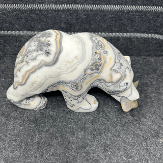 Polar Bear Statue Zebra Calcite Crystals - Picayune Cellars & Mercantile