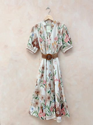 Printed Cotton Dress with Belt Women's Apparel - Picayune Cellars & Mercantile