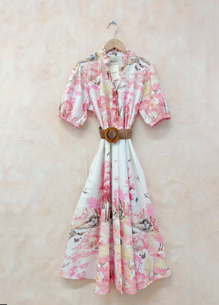 Printed Cotton Dress with Belt Women's Apparel - Picayune Cellars & Mercantile