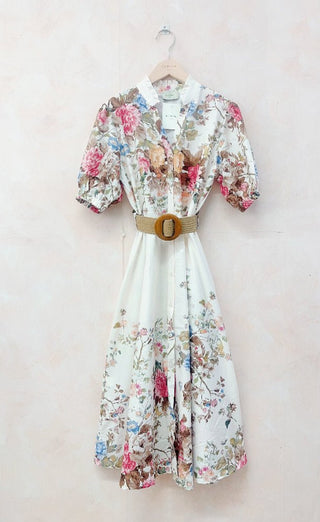 Printed Cotton Dress with Belt Women's Apparel - Picayune Cellars & Mercantile