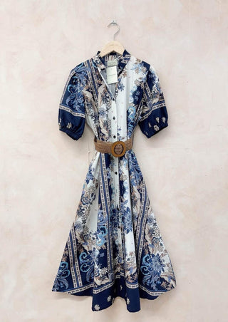 Printed Cotton Dress with Belt Women's Apparel - Picayune Cellars & Mercantile