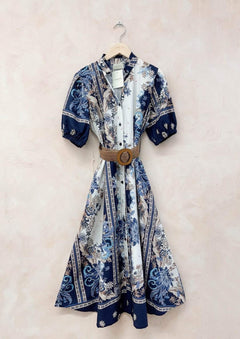 Printed Cotton Dress with Belt