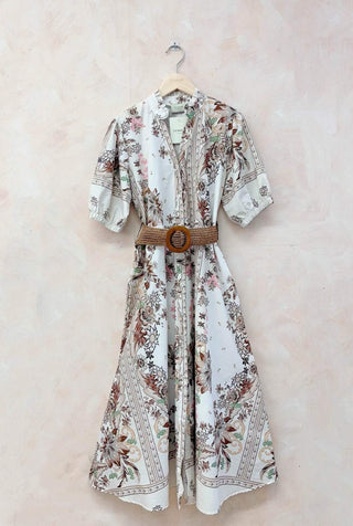 Printed Cotton Dress with Belt Women's Apparel - Picayune Cellars & Mercantile