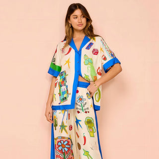 Printed Shirt & Pant Set Women's Apparel - Picayune Cellars & Mercantile