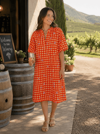 Puffy-Sleeved Dress Women's Apparel - Picayune Cellars & Mercantile