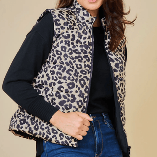 Reversible Leopard Print Down Vest Women's Apparel - Picayune Cellars & Mercantile