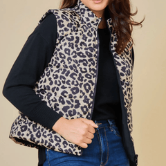 Reversible Leopard Print Down Vest