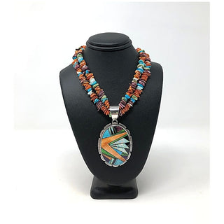 Rick Tolino Double Strand Beaded Necklace with Inlay Pendant Pendants/Necklaces - Picayune Cellars & Mercantile