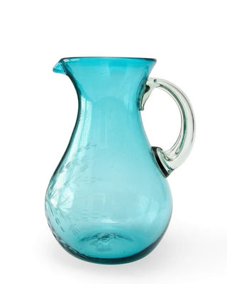 Rose Ann Hall Etched Glass Round Pitcher Tableware - Picayune Cellars & Mercantile