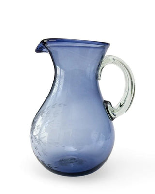 Rose Ann Hall Etched Glass Round Pitcher Tableware - Picayune Cellars & Mercantile