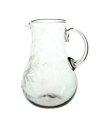 Rose Ann Hall Etched Glass Round Pitcher Tableware - Picayune Cellars & Mercantile