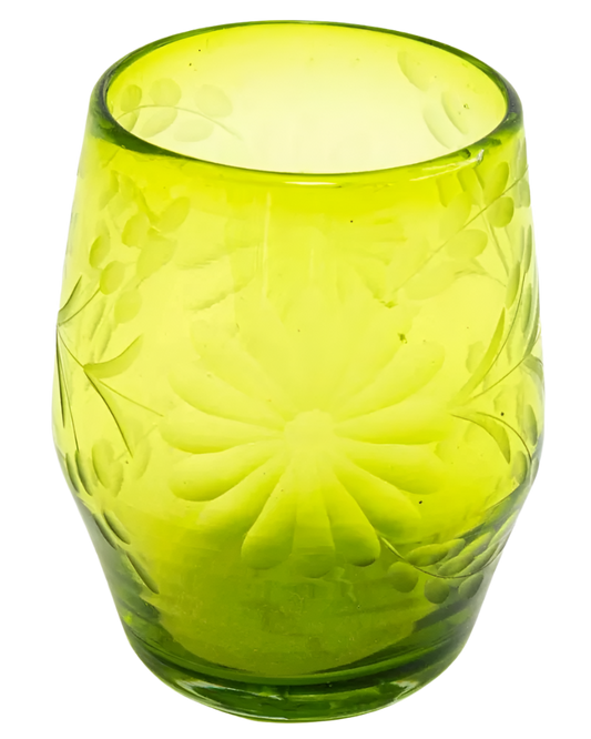 Rose Ann Hall Etched Glass Stemless Wine Glass Tableware - Picayune Cellars & Mercantile