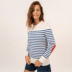 Saint James Bregancon R Pop Wool Sailor Sweater with Elbow Patches