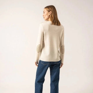 Saint James Bregancon U Wool Sailor Sweater with Striped Elbow Patches Women's Apparel - Picayune Cellars & Mercantile