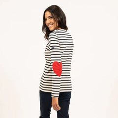 Saint James Vaujany Nautical Striped Shirt with Heart Patches