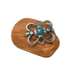 Sandcast Flower with Turquoise Stone Belt Buckle