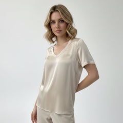Satin V-Neck Shirt