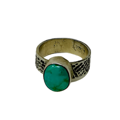 Scott Skeets Turquoise Ring With Stamped Band