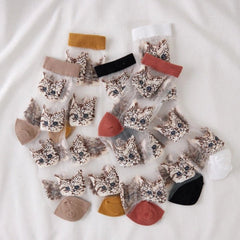 Sheer Cat Ankle Socks