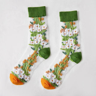 Sheer Floral Socks Socks - Picayune Cellars & Mercantile