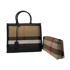 Plaid Structured Handle Large Purse - 811