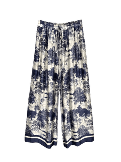 Silky Toile de Jouy Pants with Pockets