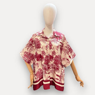 Silky Toile de Jouy Print Short - Sleeved Blouse Women's Apparel - Picayune Cellars & Mercantile