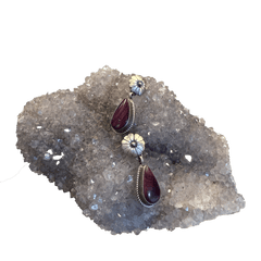 Silver Flower with Spiny Oyster Drop Earrings