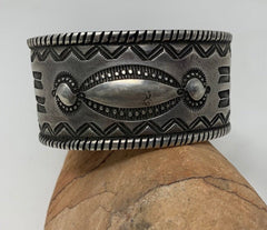 Vintage Silver Stamped Cuff Bracelet