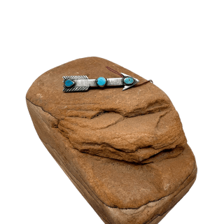 Small Arrow Pin with Three Turquoise Stones Brooches & Cufflinks - Picayune Cellars & Mercantile