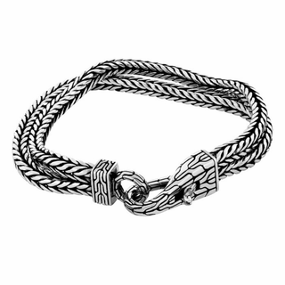 Snake Mesh Bracelet with Engraved Fastener Clasp Bracelets - Picayune Cellars & Mercantile