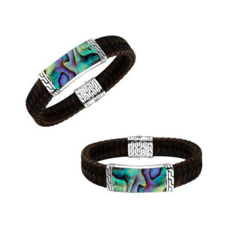 Sterling Silver Bracelet with Leather & Abalone Shell Bracelets - Picayune Cellars & Mercantile