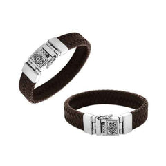 Sterling Silver Bracelet with Leather Band