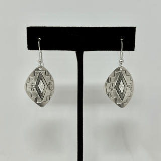 Sterling Silver Diamond Hook Earrings Earrings - Picayune Cellars & Mercantile