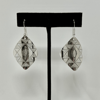 Sterling Silver Diamond Hook Earrings Earrings - Picayune Cellars & Mercantile