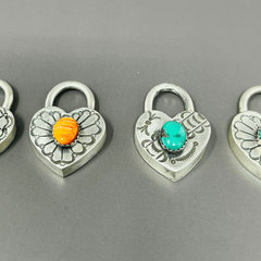 Sterling Silver Heart Lock Pendant with Gem Stone
