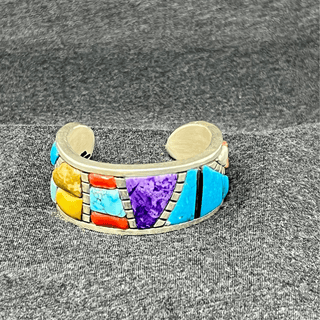 Sterling Silver Multi Stone Inlay Cuff Bracelets - Picayune Cellars & Mercantile